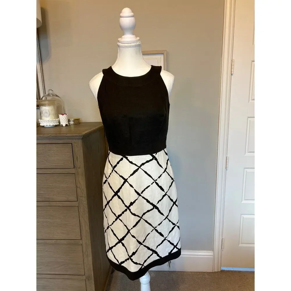 Ann Taylor | Brown Ivory Linen Blend A-Line Dress | 4P - Picture 3 of 14